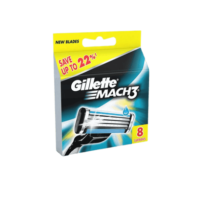 Gillette Mach3 Manual Shaving Razor Blades Cartridge, 8 Units Pack