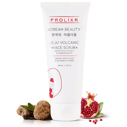 Prolixr Jeju Volcanic Scrub - Exfoliating Face Scrub  Skin Brightening  Blackheads  Whiteheads  Korean Skin Care  All Skin Types - 100ml-Prolixr Jeju Volcanic Scrub - Exfoliating Face Scrub | Ski