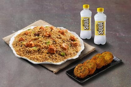 Hyderabadi Paneer Biryani With Kebab & Beverage Combo