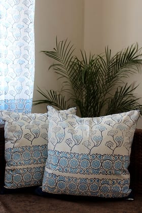 Sootisyahi 'Ambar' Handblock Printed Cotton Cushion Cover Set-35