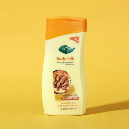 Natura Body Silk Almond Oil Body Lotion 200 Ml, Long Lasting Body Lotion For Women, Smooth And Healthy Looking Skin, Deep Moisturizer For Very Dry Skin-Pack of 1