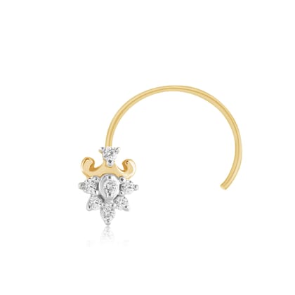 Senco Gold 14K Yellow Gold Blossomy Diamond Nose Pin (Gold Weight - 0.5 g / 0.07 carat / HI-SI)