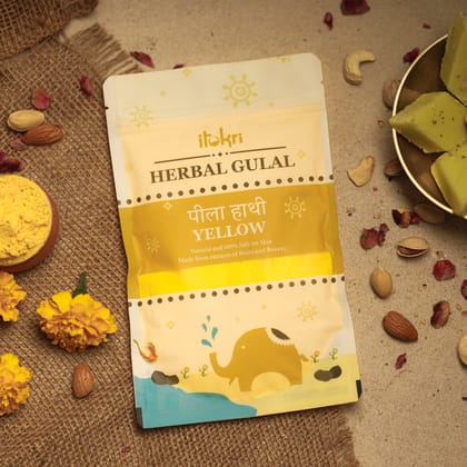 पीला हाथी ~ Yellow Organic and Herbal Holi Color / Gulal (100gm)-Pack of 1