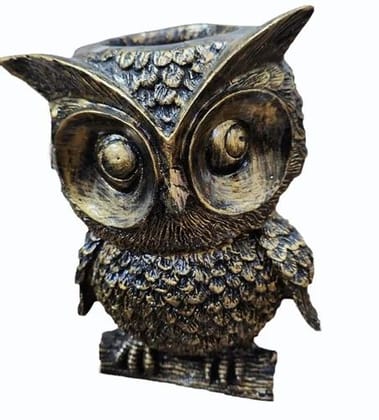 Unique International Marble Powder Owl Statue Brown