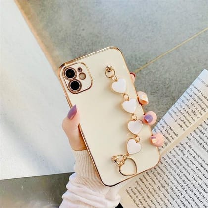 Gold Electroplated Hearts Bracelet Cover-iPhone 12