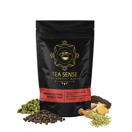 TEA SENSE Bombay Cutting Masala Chai | 200g Loose Tea | Kadak and Traditional Blend | CTC Tea, Cardamom, Fennel, Dried Ginger, Black Pepper | 80+ Cups