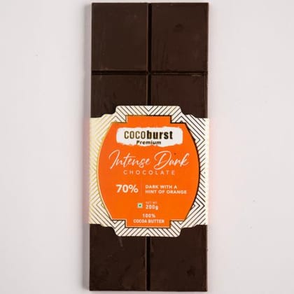 70% Intense Dark Chocolate Orange Flavour - 100g/200g-(200g) Artisan