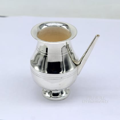 925 sterling silver handmade plain small karwa chauth Kalash, unique silver puja article, water or milk shiva Abhishek kalash pot india su927