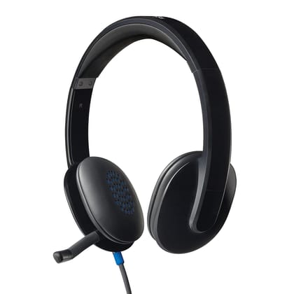 Logitech H540 Stereo Wired On Ear Headphones With Mic With Noise-Cancelling USB- Black