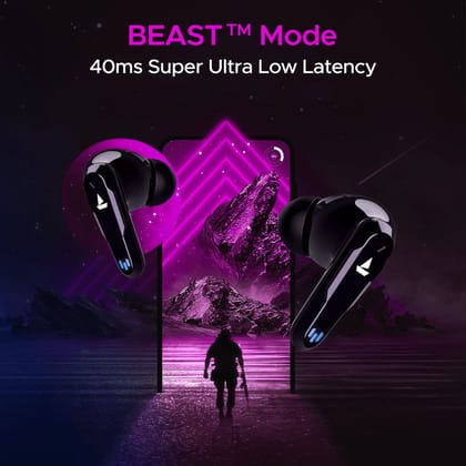 boAt Immortal 161 | Bluetooth Gaming Wireless Earbuds with BEAST™️Mode, ASAP™️ Charge, RGB lights Black Sabre