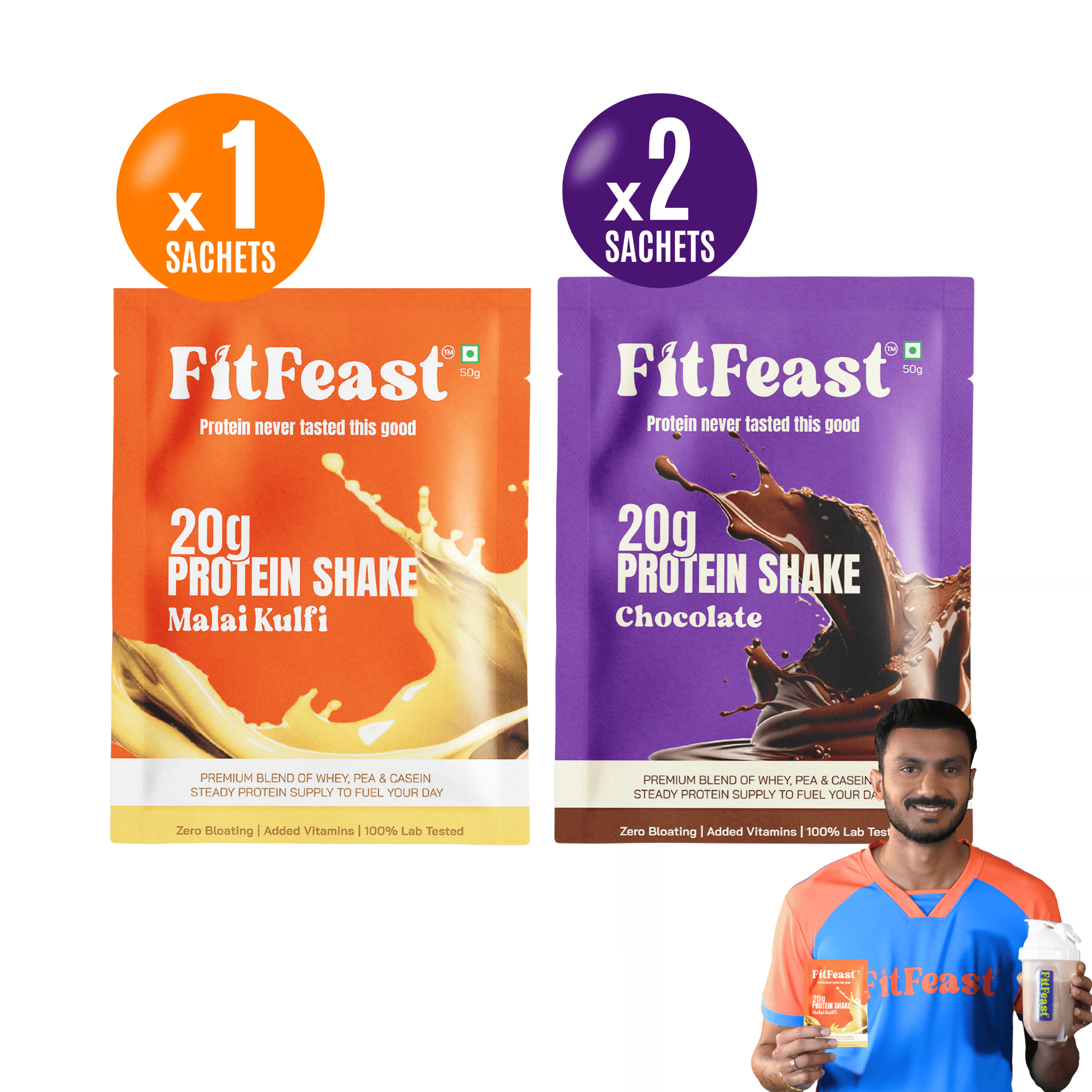 Protein Sachet : 2 Chocolate, 1 Malai Kulfi (50g Each)-Pack of 3 <br> (50 gms)