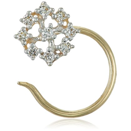 Senco Gold 14K Yellow Gold Wheel Diamond Nose Pin (Gold Weight - 0.3 g / 0.07 carat / HI-SI)