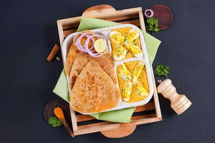 Mughlai Egg Curry With Paratha Lunchbox