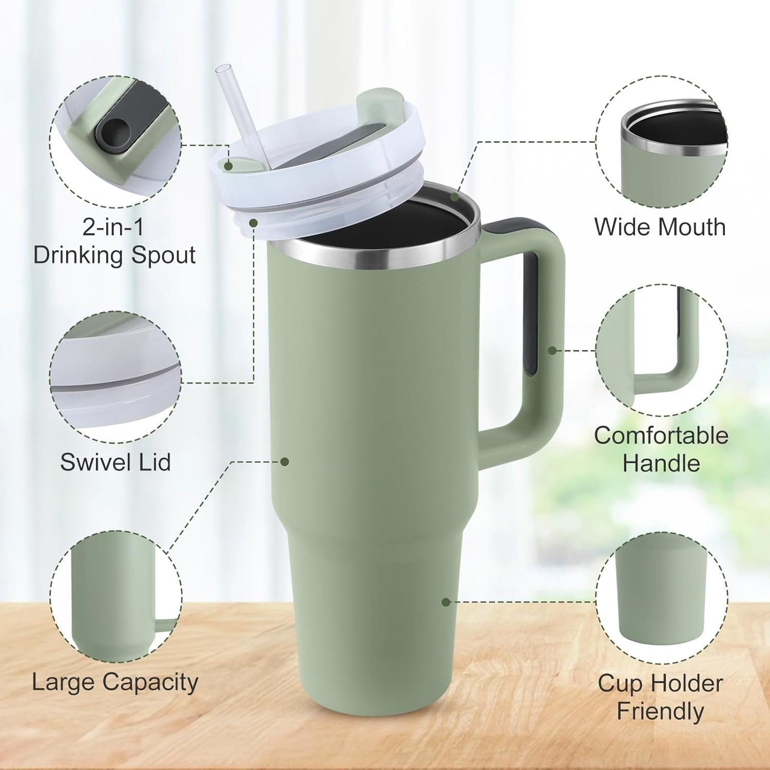 Travelling Stainless Steel Insulated Tumbler hot n cold-Green