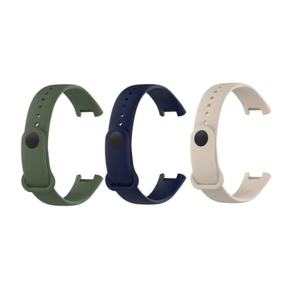 Valente Soft Silicon Band Strap Compatible for Redmi Band Pro (Pack of 3)-Green Blue Cream