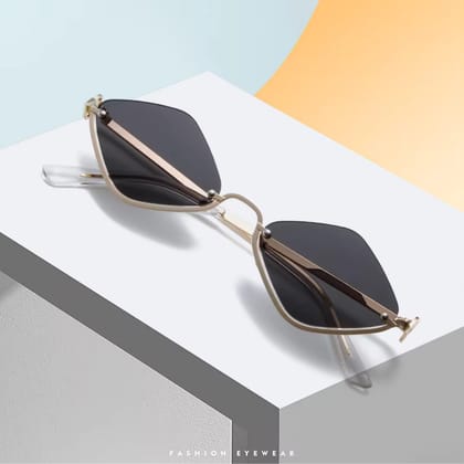 First Lens Polygonal Sunglasses - UV400-Gold-Black