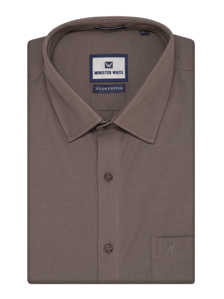 Mens Cotton Regular Fit Mocha Colour Shirt Club Cotton-36 / F/S / Dark Grey
