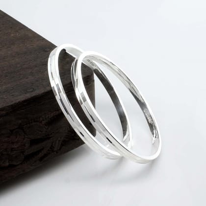Children's Pure Silver Joint-less solid Kada Bangle Bracelet Pair - 5cm