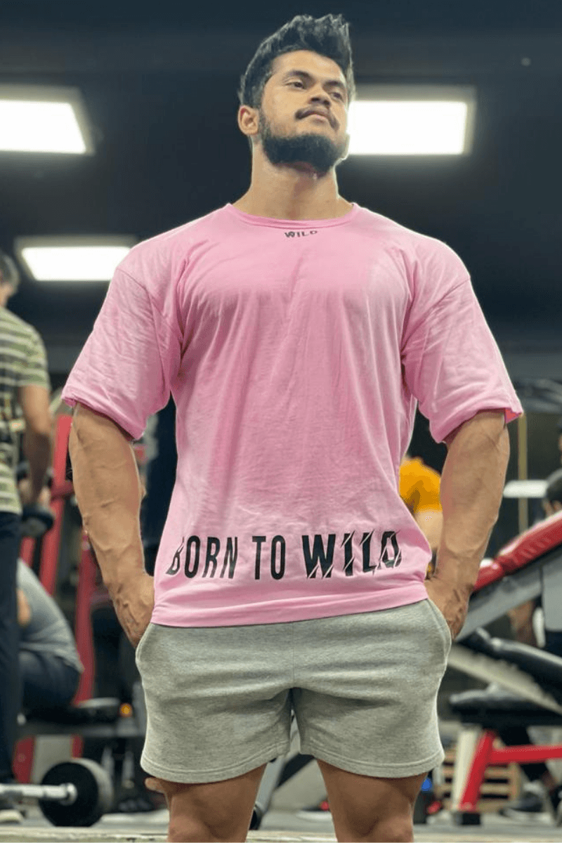 Born To wild Classic Oversized T-shirt (Light Pink)-S