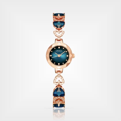 SAFFIRE Blue Dial Rose Gold Watch