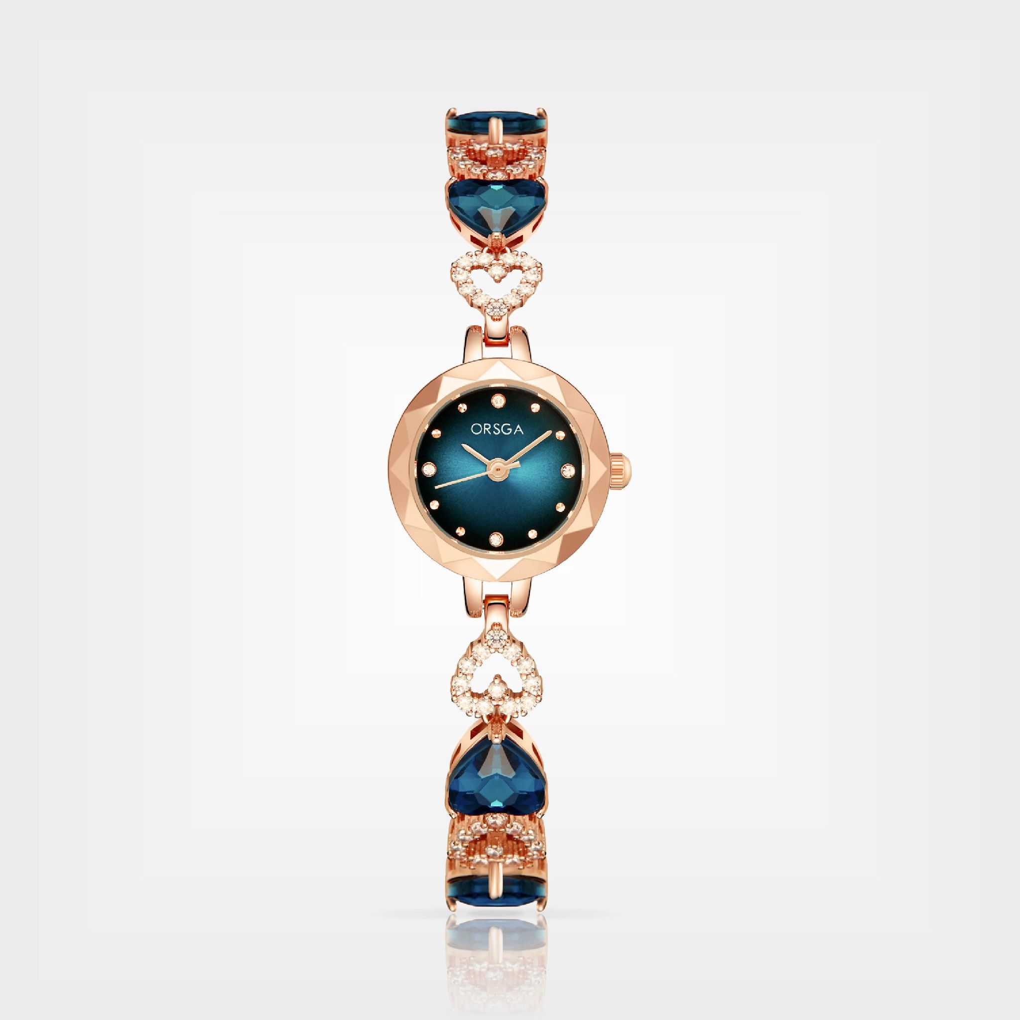 SAFFIRE Blue Dial Rose Gold Watch