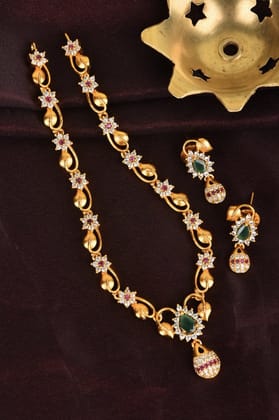 Trendy Multi Coloured Ad Simple Neckset With Earings