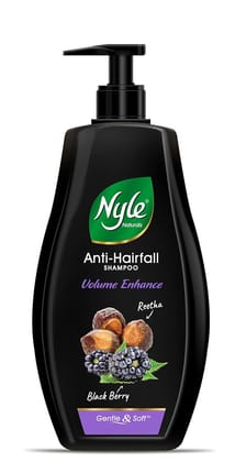Nyle Naturals Volume Enhance Anti Hairfall Shampoo With Reetha And Blackberry Gentle and soft shampoo  PH balanced and Paraben free For Men and Women 800ml