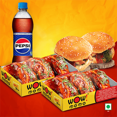 Veg PanFried Momo (Schezwan Sauce)6Pc+Veg Moburg 2Pc +1 Pepsi 400ml