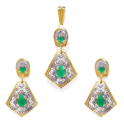 Gold-Plated Green Pendant Set