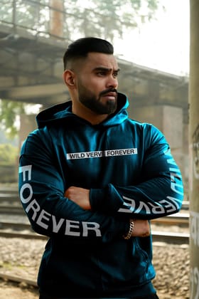 WILD VERVE FOREVER OVERSIZED HOODIE (DARK TEAL)-S