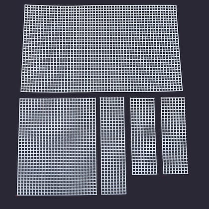 Embroidery Canvas Mesh Plastic Sheets (5 PC Set, 7 to 12.5 Inch Long) Hole 4x4mm Bag Purse Bottom Side Padding Rectangle White For Cross Stitching-1 Set (5 PCs)