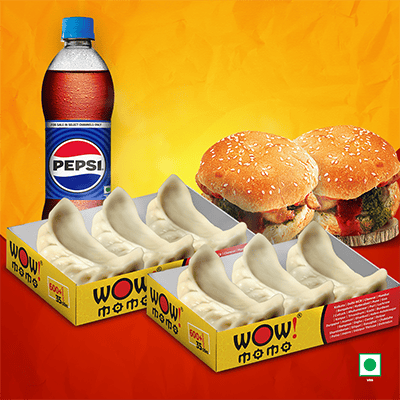 Veg Himalayan Steam Momo 6Pc + Veg Moburg 2Pc + 1 Pepsi 400ml