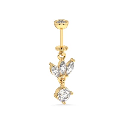 Lotus with a zircon stone drop - screw Helix Hanging - 14k gold plated