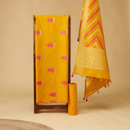Mustard Meenadar Chanderi Cotton 3 piece set