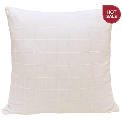 18" Off White Checkered Cotton Cushion Cover-1 Piece