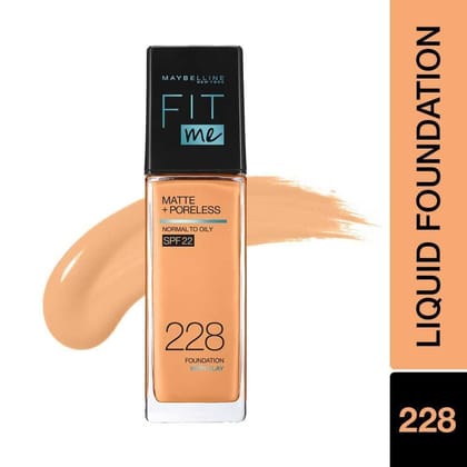 Maybelline New York Fit Me Matte+Poreless Liquid Foundation With Pump 228 Soft Tan