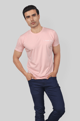 Classic Italian pink I THANK ME printed T-shirt for men-M / Light Pink