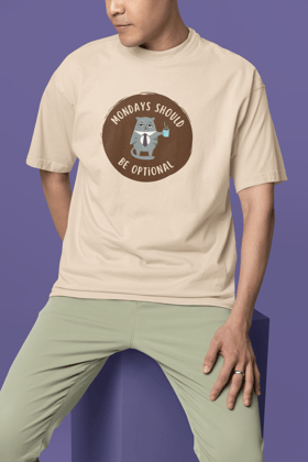 Monday Optional Printed Oversize T-Shirt-Beige / S