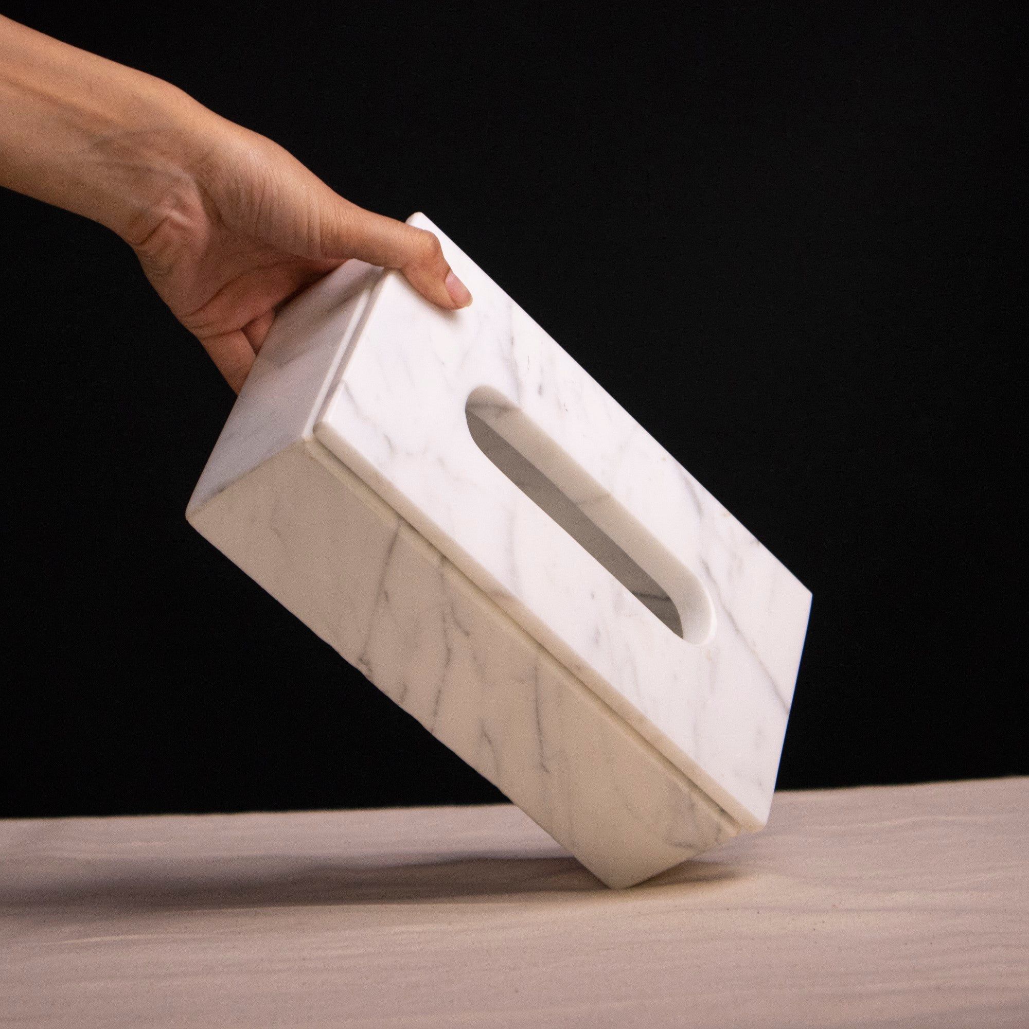 Marble Tissue Box (Statuario) - Handicraft Bazaar-10 Inches / Marble