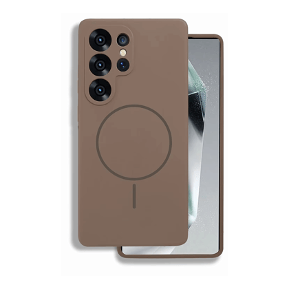 Valente Premium Liquid Silicone Case for Samsung Galaxy S25 Ultra – MagSafe Compatible, Anti-Fingerprint, Shockproof Protection-Brown