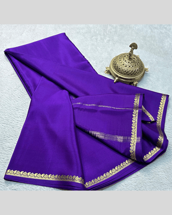 Ready to Wear Purple Mysore Crepe Silk Saree,
