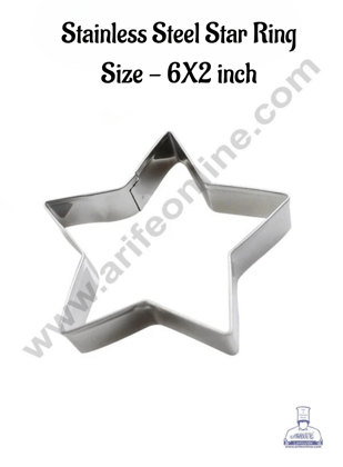 CAKE DECOR™ Star Cake Ring and Burger Ring Stainless Steel Heavy Rig (6 inch Diameter X 2 inch Height ) - 1 pc Pack