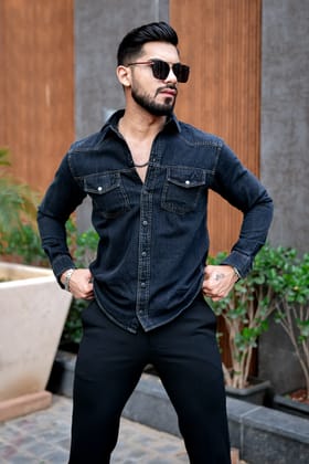 TWILNIGHT NAVY  MEN DENIM SHIRT-M