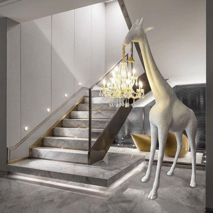 Giant Giraffe Sculpture Floor Lamp-Abstract Black / Polyresin | Metal | Acrylic / H: 90 | L: 60 | W: 24 (Inch)