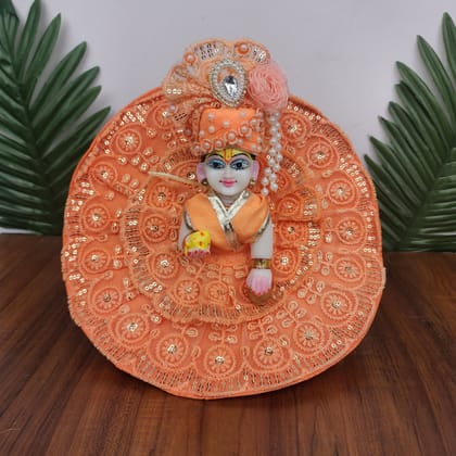 Cute peach Dress for laddu gopal ji with pagdi-2