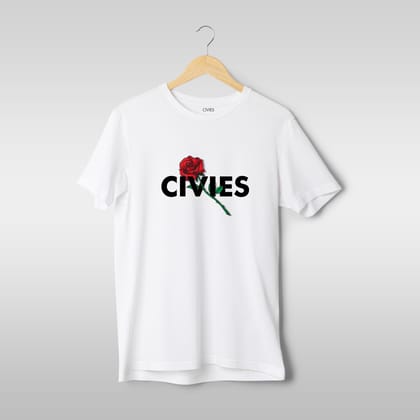 Civies Rose-Infused Regular Fit T-Shirt-S / White / 160 GSM