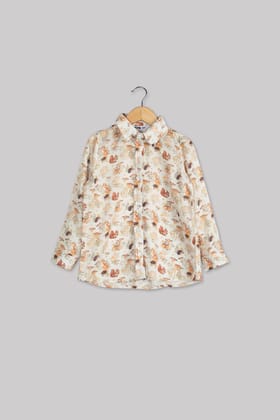 Animal Kingdom Shirt For Girls-1 Year / Beige