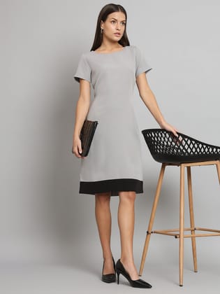Stretch Color blocked Dress- Grey-M