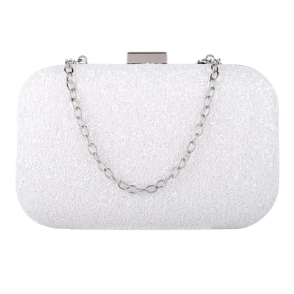 Texas Glitter Finish  Clutch-16X5X10CM / White