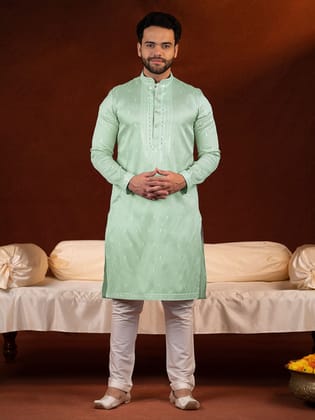 Green Embroidery Kurta Set-XS/36 / Kurta Churidaar Set